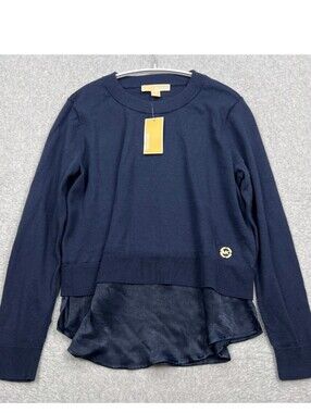 Michael Kors Navy Layered Hem Sweater Top
